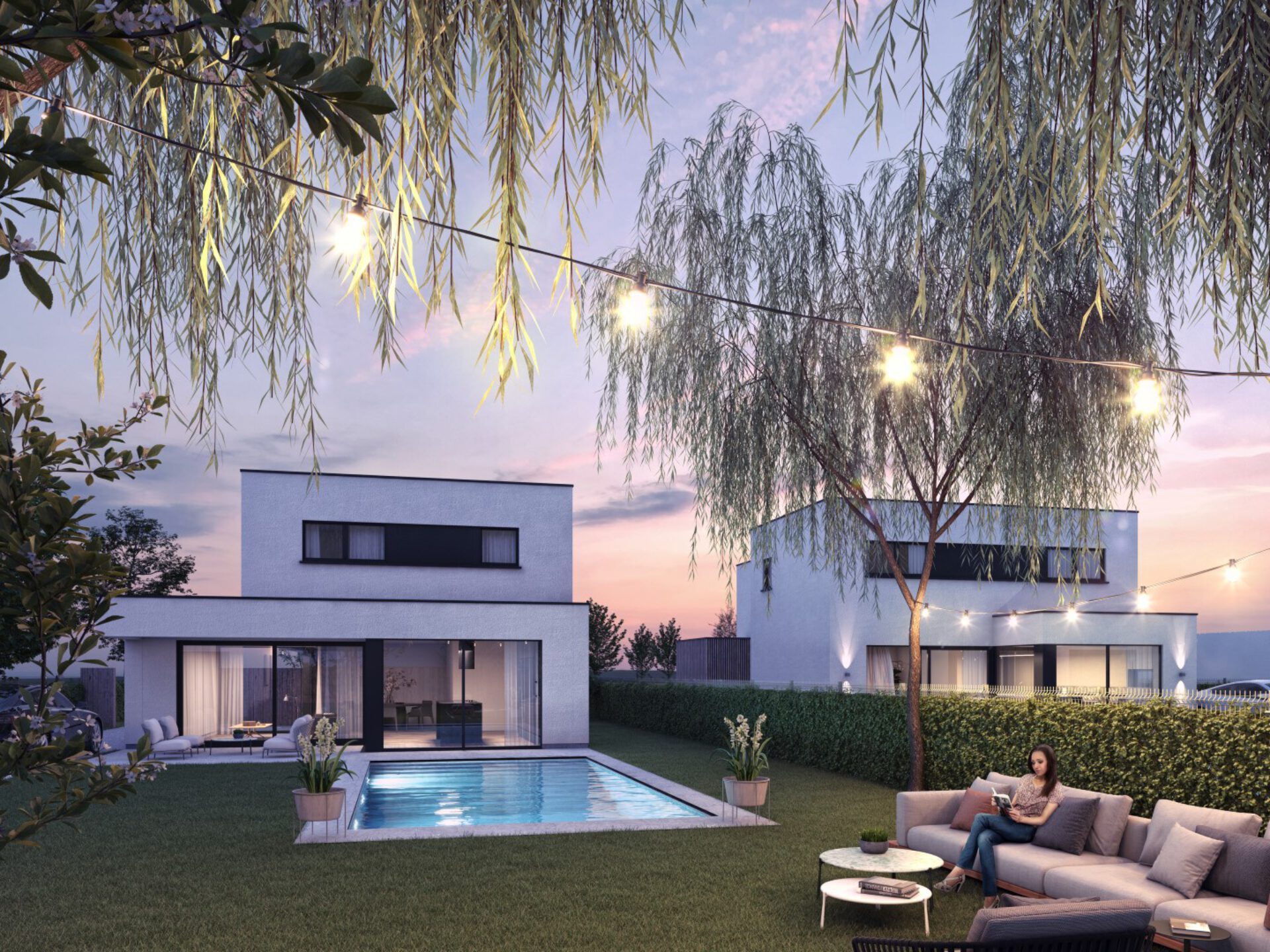 Linker villa achtergevel